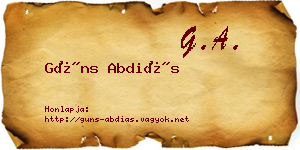 Güns Abdiás névjegykártya